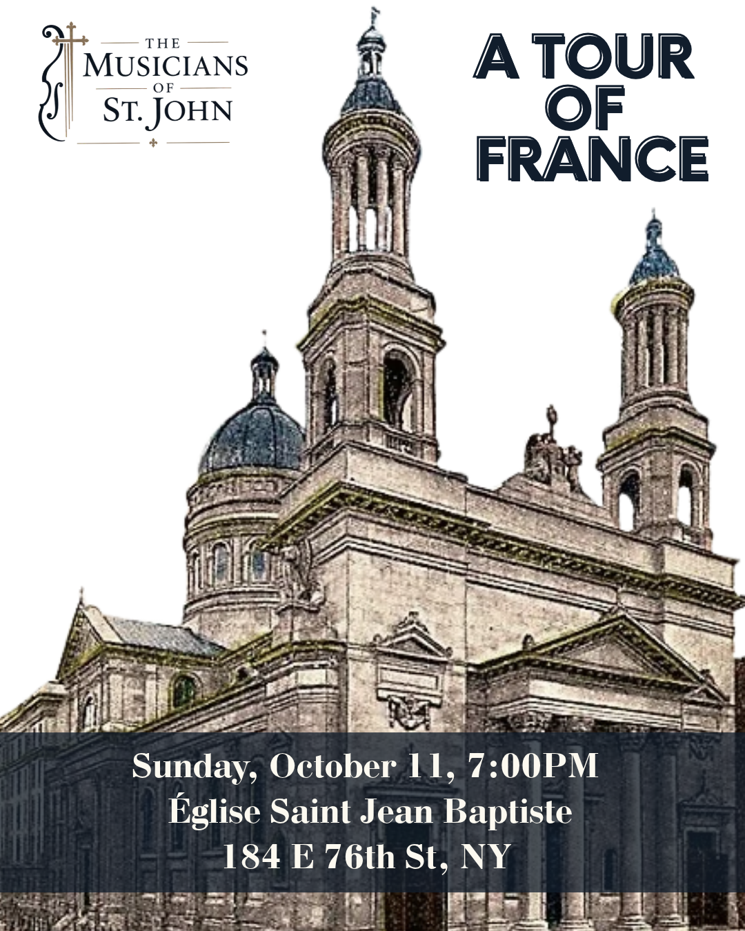 A Tour of France: Sunday October 11 7pm 184 E 76 st NYC