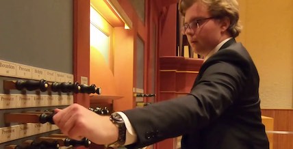 William at the Greg Harrold Iberian Baroque Organ in Warner Concert Hall